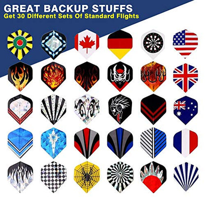 Tezoro Standard Dart Flights sets 30 sets 90 pcs Durable Replacement Dart Accessories Parts Supplies, Rich Variety of Designs Tail Wing