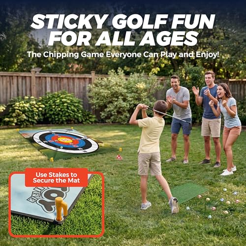 TOY Life Chipping Golf Practice Mats Golf Game Training Mat Indoor Outdoor Games for Adults Family Kids Outdoor Play Equipment Stick Chip Golf Set Backyard Game(Patented) - style: Dart Board Style