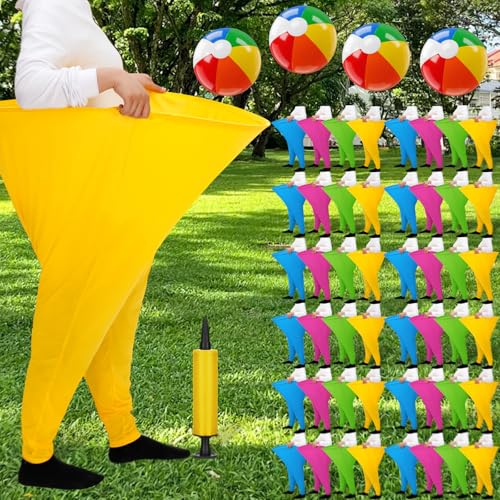 Granny Pants Yard Game Oversized Granny Pants Outdoor Game Inflatable Ball Relay Set with Bouncy Balls and Pump for Backyard Party Family Reunion Field Outdoor Tossing - color: Multicolored, size: M Size