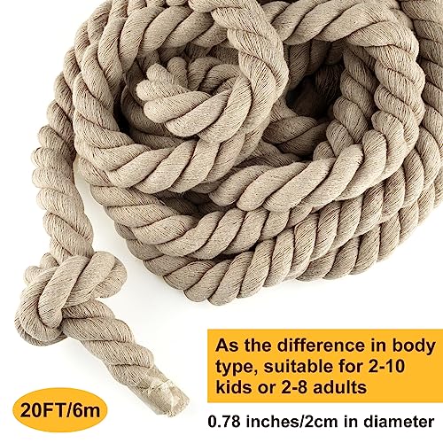NEBURORA 20FT Tug of War Rope for Adults Outdoor Games Field Day Family Reunion Summer Outside Yard Backyard Lawn Camping Picnic Carnival Party Games Khaki - color: Khaki
