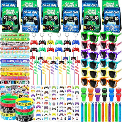 208Pcs Video Game Party Favors Pack for 12 Guest, Gamer Goodie Bag Stuffers for Kids Boys, Gaming Theme Birthday Party Decorations Supplies (Video Game Party Favors) - style: Video Game Party Favors