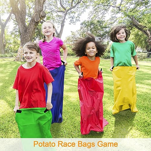 TITGIPE Potato Sack Race Bags - 32PCS Outdoor Games Sack Race Bags for Adults and Kids,3 Legged Race Bands,Egg Spoon Relay Race,Bean Bag Toss,Party Games for Kids,Field Day Games for Adults