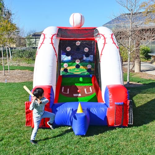 JumpOrange Inflatable Baseball Toss Game with Blower - 100% Commercial Grade PVC Vinyl ,Multi-Target Shootout Carnival Game for All Ages , Portable Indoor/Outdoor Fun for Home & Rental Use - style: Baseball