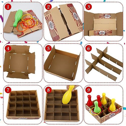 Wettarn Carnival Bottle Toss Game Ring Toss Games, Include a Circus Ticket Box 6 Plastic Bottles and 6 Throw Rings for Summer Carnival Outdoor Backyard Beach Party Activities