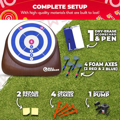 Swooc Games® - Bull Hawker™ | Giant Axe Darts with 15+ Games | Axe Throwing Game for Backyard with Air Pump | Large Outdoor Games for Adults and Family | Party Carnival Game | Throwing Yard Fun - size: Giant - 6ft