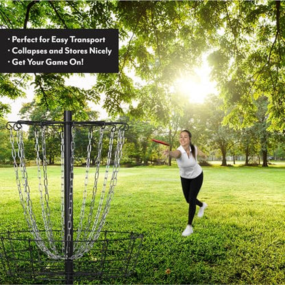 VORTExX Disc Golf Basket - Portable Disc Golf Target Basket with 12 Chains for Enhanced Catching - Durable Steel Construction for Outdoor Practice and Play
