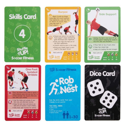Shuffle Up Soccer Card Games - 70+ Skills Cards, Soccer Gifts for Boys and Girls 7-12 Years Old, Teen and Kids Indoor Training Equipment, Outdoor Backyard Game, Practice Toys, Stamina and Strength