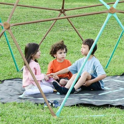 Merax 12FT Climbing Dome with Hammock, Outdoor Geometric Dome Climber Play Center for Kids 3-10 Supporting 1000 lbs, Easy Assembly Jungle Gym - style: 12FT Green & Sil