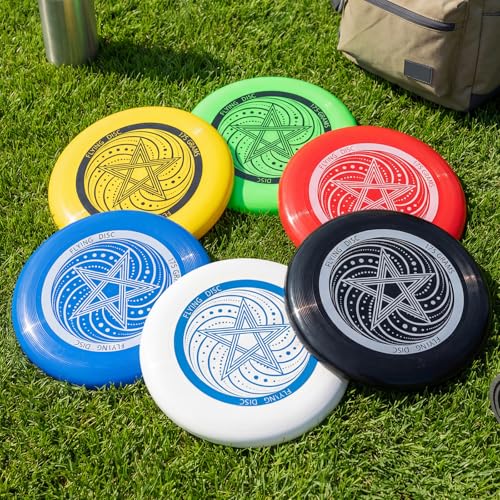 6 Pcs Outdoor Flying Disc Set 175g Each for Adult Sports Competitions, Includes 1 Glow in The Dark Flying Disc for Beach Pool Competitions Outdoor Game Camping and Backyard Player