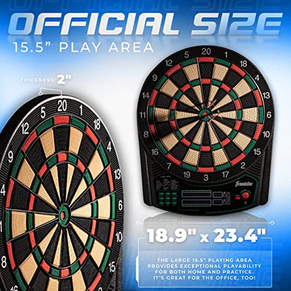 Franklin Sports Electronic Dart Board Sets - Soft Tip Electric Dartboard with Digital Scoreboard - (6) Darts Included - style: Tournament Electronic Dartboard – 177 Games