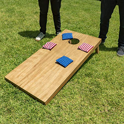 GoSports 4 ft x 2 ft Regulation Size Wooden Cornhole Boards Set with Light Brown Finish - Includes Carrying Case and Bean Bags - Gold & Yellow