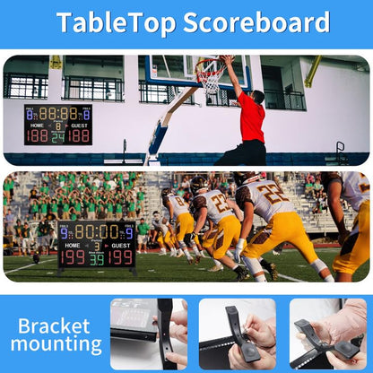 LUCKY TIME Basketball Scoreboard with Shot Clock, 12/14/24/30/25/60 Seconds, Upgraded Thickening Digital Scoreboard with Remote, Battery Powered Electronic Scoreboard for Indoor Outdoor - style: Double-Sided (Remote / Battery)