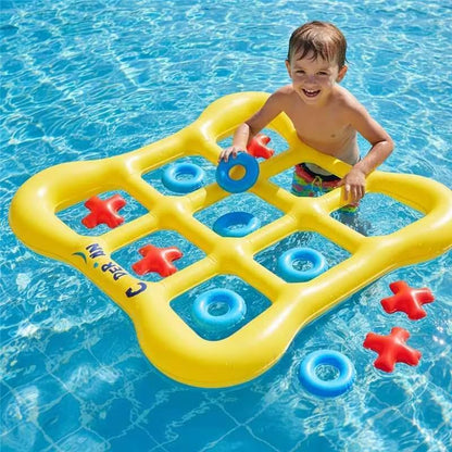 Pool Games Set Giant Inflatable Tic-Tac-Toe Board with 10 Balls 2-10 Players 4.6 Ft Foldable Floating Water Toys Outdoor Play Pool Toys for Summer Swimming Pools Family Reunion Games Party