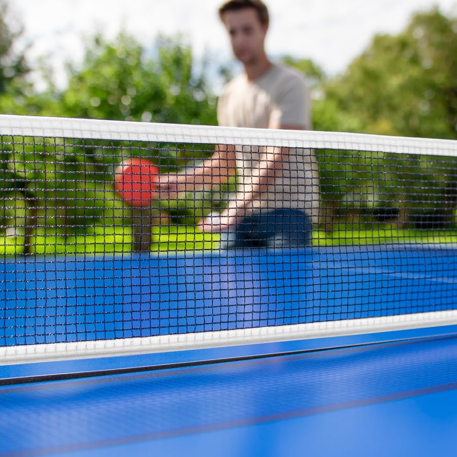 Vermont TS100 Outdoor Table Tennis Table | Portable Regulation-Size Ping Pong Table with Steel Frame & 360° Wheels | Optional Bat & Ball Sets for All Skill Levels - style: Table + Intro Set