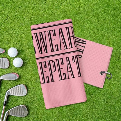 Swing Swear Repeat Microfiber Pink Golf Towel, Funny Towels for Golf Bags with Clip, Mother Day Retirement Birthday Gifts for Grandma Mom Sister Aunt Golfer Sport Lover, Ladies Golfs Towel, 16x24 Inch - color: Swing Swear Repeat Pink Golf