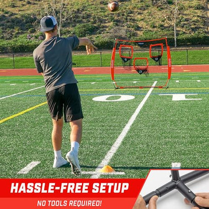 GoSports Football Throwing Net - 8 x 8 ft or 6 x 6 ft Nets - Choose Black or Red - color: 6 x 6 ft Red