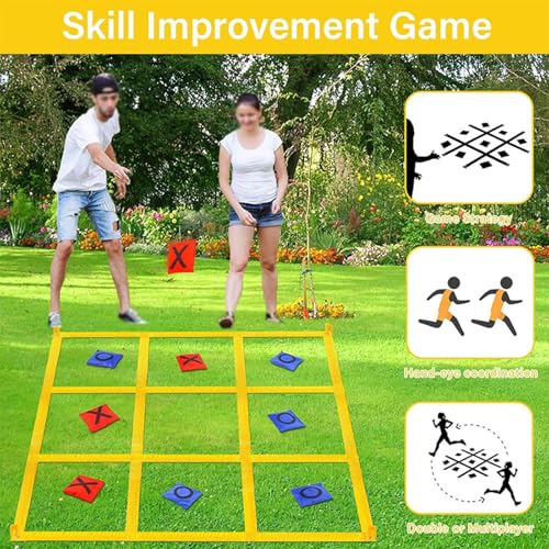 Giant Tic Tac Toe Outdoor Game 47.24x47.24inch Portable Tossing Game with Ground Stakes for Lawn Backyard Garden Family Fun