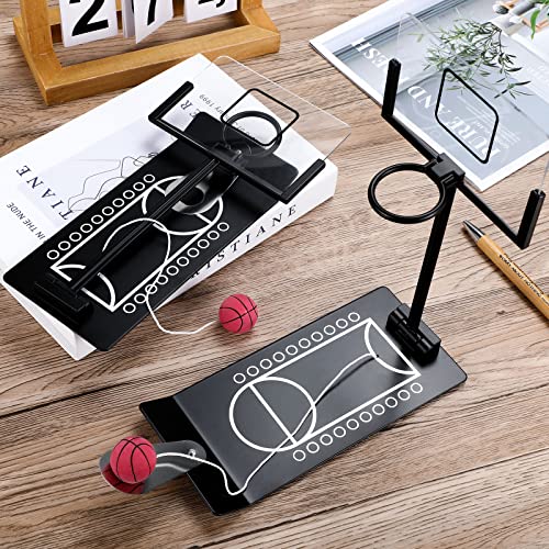 Deekin 2 Set Mini Desktop Basketball Game Toy Metal Tabletop Basketball Hoop Games Desk Toy Employee Appreciation Gifts for Office for Adult Fun Sports Novelty Gag Birthday Gifts Back to School