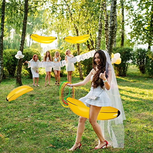 Jishi Inflatable Banana Ring Toss Game, Bachelorette Party Games for Naughty Funny Bridal Shower Engagement Decorations, Summer Water Fun, Pool Toys & Floats, Beach Activities for Adults Women Lesbian