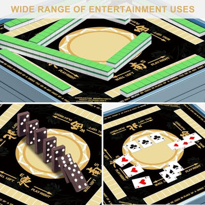 LZSIG Black Chinoiserie Mahjong Mat for Table with Rules, 33×33 Inches | Anti-Slip, Waterproof, Noise-Reducing Table Cover for American Mahjong, Poker, Board Games , Dominoes, and Card Games - color: Black