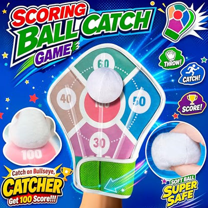 Light Up Toss Catch Mitt Paddle Ball Game Set Glow in Dark Led Flashlight Glove Fun Activities Target Dart Sports Toys Baseball Gifts Outdoor Indoor Boy Girl Kids Family Age 3-12 Years Old - color: Blue 2 Mitts 2 Balls