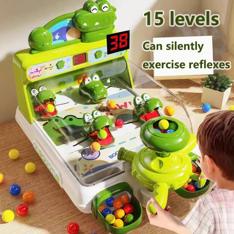Dinosaur Crocodile Pinball Machine Board Kids Games Interactive Electronic Toys for Toddler Board Games Ages 3-5 Year Old Boy Birthday Gift,Baby Toy for Early Learning (Green) ﻿