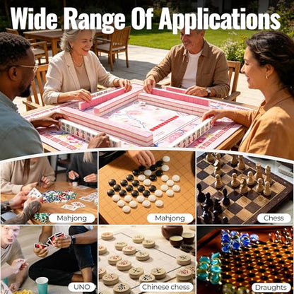 31.5 Inch Mahjong Mat for Table with Dice,2026 Mah jongg Card & Bag,Pink | Non Slip Noise Reduction Waterproof Travel Mahjong Mat for Poker Dominoes Game Night Gift for Women Mom Christma Mother’s Day - color: Pink