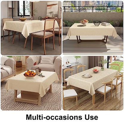 Smiry Rectangle Table Cloth, Waterproof Heavy Duty Vinyl Tablecloths, Wipeable Washable Table Cover for Kitchen and Dining Room (Beige, 52" X 70") - color: Beige, size: 52 in x 70 in