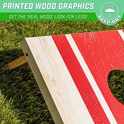 GoSports Portable Cornhole Sets, 8 Styles – Choose 4 x 2 ft or 3 x 2 ft - Boards Include 8 Bean Bags, Travel Case, and Game Rules - style: 3 x 2 ft Wood Design