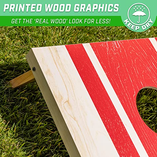 GoSports Portable Cornhole Sets, 8 Styles – Choose 4 x 2 ft or 3 x 2 ft - Boards Include 8 Bean Bags, Travel Case, and Game Rules - style: 3 x 2 ft Wood Design