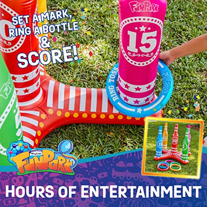 Flybar FunPark Ring Toss Game for Kids and Family, 3 Feet Tall, Includes 5 Colorful Rings, Inflatable Giant Outdoor Games for Adults and Family