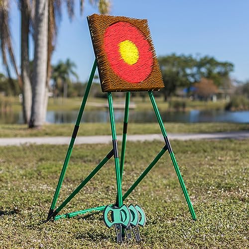 EastPoint Go! Gater Tomahawk Axe Throwing Set - Green, Medium - Easy Portable Setup for Backyard Games - Safe Foam Tomahawks for Outdoor Fun - Bristle Target for Kids & Adults Yard Games