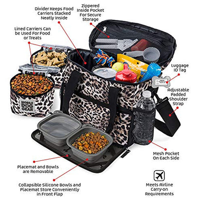 Mobile Dog Gear, Week Away Dog Travel Bag for Small Dogs, Includes Lined Food Carriers and 2 Collapsible Dog Bowl, Black, Meets Airline Requirements - color: Black, size: Small