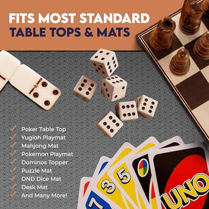 Board Game Mat 42 x 66 Inches, Table Cover for Mahjong, Poker, Playing Cards, Tile Games, Dominoes, and RPG - Neoprene Gaming Playmat, Water Resistant Tabletop with Carrying Bag - Black - color: Black, size: Rectangle 42 x 66 inches