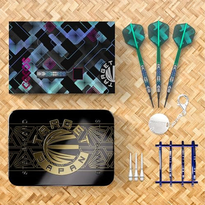 Target Japan Kaze Series Ceros Soft Darts with K-Flex, 18g/19g (01/02/03) | 90% Tungsten Dart Set, K-Flex Flights and Shafts, 2BA Pixel Points, Steelpoint Conversion Points, Storage Case - style: Barrel 01 (18G)