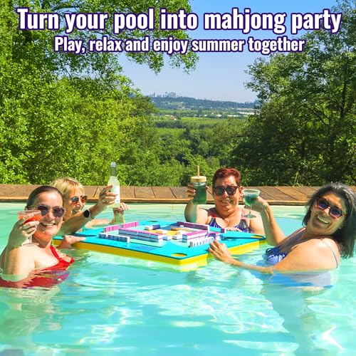 Floating Mahjong Table for Pool - Swimming Pool and Hot Tub Float Board for Card Games, Scrabble, Dominoes, Poker - Adults Pools Game Tray for Water and Lake - Domino Floater Tables - color: Green