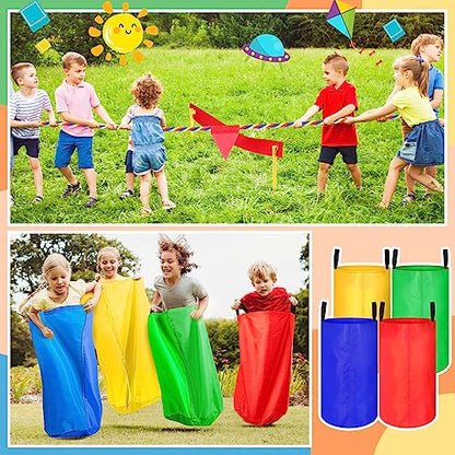 Wettarn 70 Pcs Field Day Game Set Potato Sack Race Bags for Teens Adult Egg Spoon Bean Bags Ring Toss 3 Legged Relay Race Tug of War Rope Carnival Outdoor Games