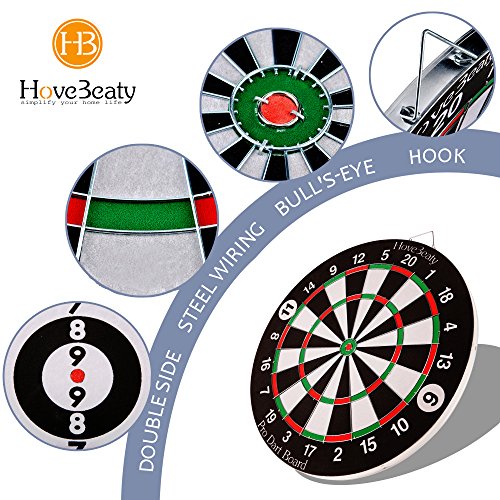 Dart Board, Dart Game Set with 6 Metal Darts and Double-Sided Flocking Dartboard (18 Inches)