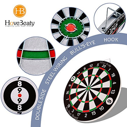Dart Board, Dart Game Set with 6 Metal Darts and Double-Sided Flocking Dartboard (18 Inches)