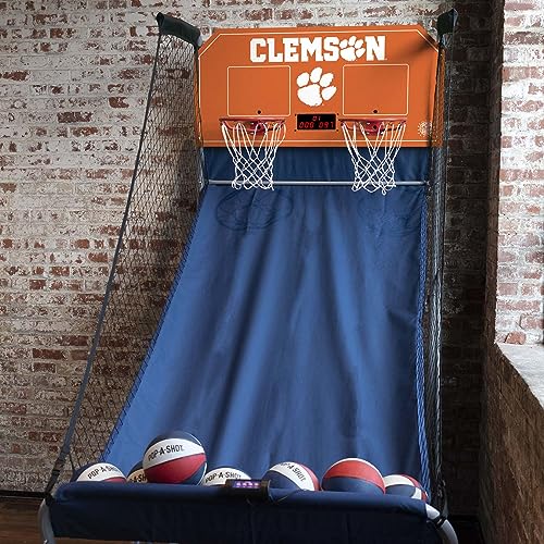Pop-A-Shot - Home Dual Shot with NCAA Graphics l Sensor Scoring l 16 Game Modes l 7 Balls l Foldable Storage l for All NCAA Fans - style: Clemson Tigers