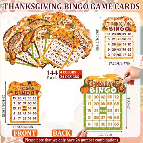 Eersida 192 Pack Bingo Game Cards and 0.4 oz Dot Daubers Set Includes 144 Bingo Cards and 48 Dot Markers Game Supplies Set for Gifts Party Favor Supplies Family Casino Play Night(Thanksgiving) - style: Thanksgiving