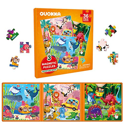 QUOKKA Magnetic Puzzles for Kids Ages 4-6 – 36 Pieces Sudoku Toddler Puzzles Ages 2-4 – Travel Games for Kids 3-5 – Animal Jungle Sea Toddler Travel Toys – Car Airplane Road Trip Games for Boys&Girls - style: 2. JUNGLE 36 PCS