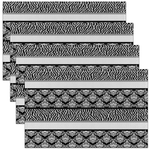 Feelyou Polka Dot with Zebra Placemats Set of 4 12x18 Inch Black Grey Zebra Table Mats for Party Kitchen Dining Decoration Holiday Seasonal Wild Animal Skin Texture Place Mat for Dinner Table 18"x12" - color: Polka Dot Zebra68