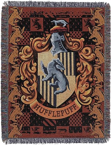 Northwest Harry Potter Woven Tapestry Throw Blanket, Designer Home Décor, Modern, Unique Gift, 48" x 60", Hufflepuff Crest - color: Hufflepuff Crest, size: 48" x 60"