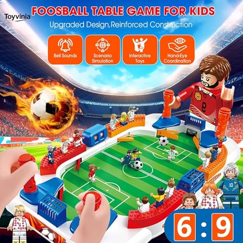 Soccer Board Game for Kids, Mini Football Table Game with 12 Player Figures, 3 Soccer Balls & Goal Bell, Foosball Board Game for 3 4 5 6 7 8 9 10 11 12 Year Old Boys and Girls