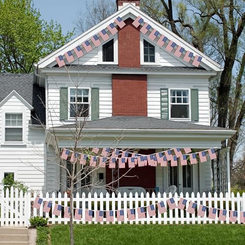 52FT 4th of July Decorations Outdoor, 50 PCS Fourth of July Banner, 5.5 x 8.2 Inches American String Flag Banner for Patriotic Independence Day Fourth of July Accessories Party Home Patio Decor - style: Independence Day