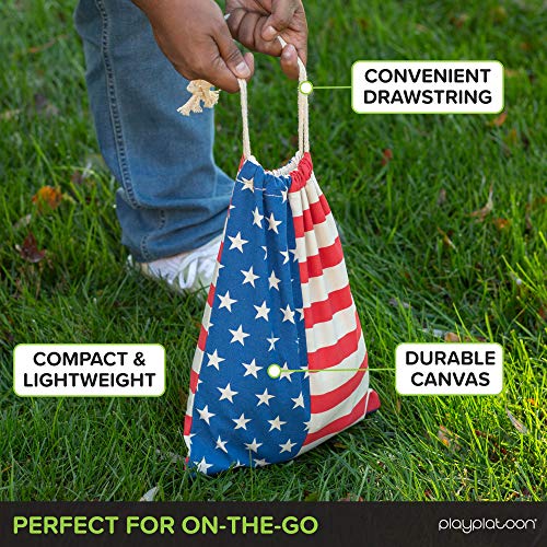 Play Platoon Cornhole Bag Holder - Tote Bag for Carrying Corn Hole Bean Bags - size: 8, Flag String