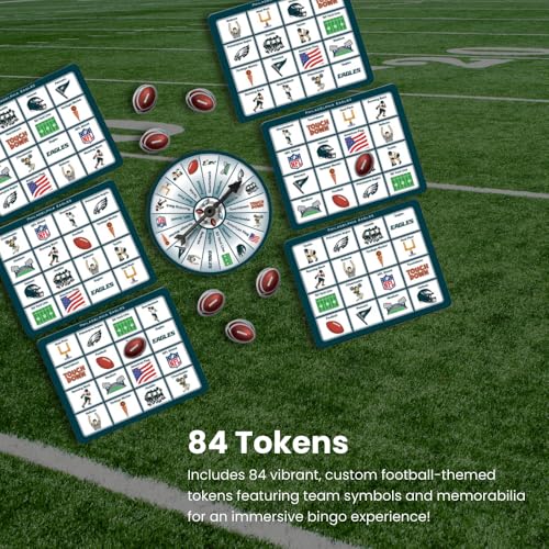 MasterPieces - NFL Bingo, Officially Licensed Denver Broncos Football Game, Set Includes Spinner, 84 Custom Chips, 6 Bingo Cards, Family & Party Fun for 2-6 Players