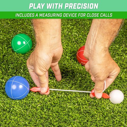 GoSports Mini Travel Size Bocce Game Set with 8 Balls, Pallino, Tote Bag and Measuring Rope - Choose Your Size - style: 65mm Travel Size Bocce