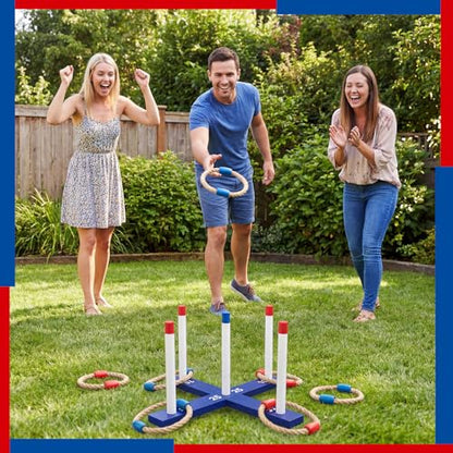 Soulchen Ring Toss Game for Adult Outdoor Yard Game with Six Rings Portable Carry Bag Patriotic Independence Day for Lawn Backyard Beach Camping Picnic Celebration